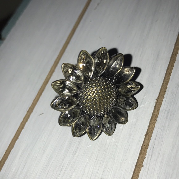 Fossil Sunflower Ring 7.5 Rhinestones Chunky Fun - Picture 9 of 13